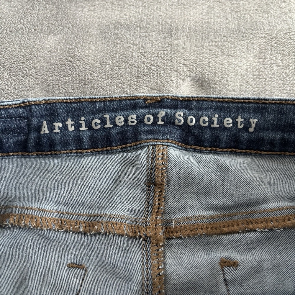 ARTICLES‎ OF SOCIETY Womens Blue Denim Skinny Jeans Frayed Raw Hem Size 27 - Picture 11 of 12